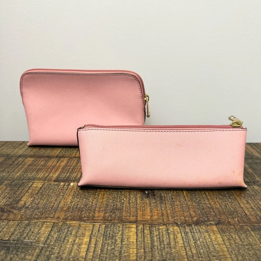 Henri Bendel West 57th Cosmetic Case Set blush pink saffiano leather